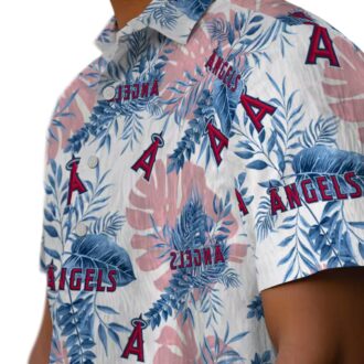 Los Angeles Angels Tropical Leaves Hawaiian Shirt - Blue White, Fan Gear for Summer and Beach