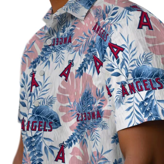 Los Angeles Angels Tropical Leaves Hawaiian Shirt - Blue White, Fan Gear for Summer and Beach