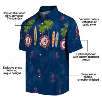 Official Los Angeles Angels Surfboard Palm Blue Hawaiian Shirt - Beachwear for Baseball Fans