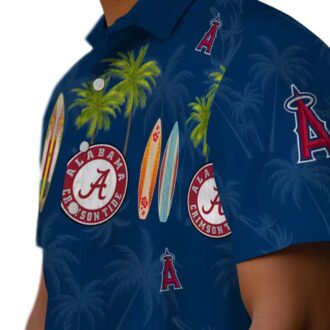 Official Los Angeles Angels Surfboard Palm Blue Hawaiian Shirt - Beachwear for Baseball Fans