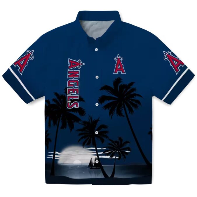 Premium Los Angeles Angels Sunset Hawaiian Shirt - Blue Black Beach Shirt for Vacation
