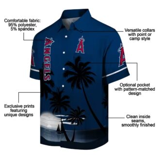 Premium Los Angeles Angels Sunset Hawaiian Shirt - Blue Black Beach Shirt for Vacation