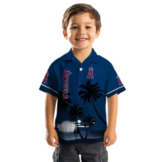 Premium Los Angeles Angels Sunset Hawaiian Shirt - Blue Black Beach Shirt for Vacation