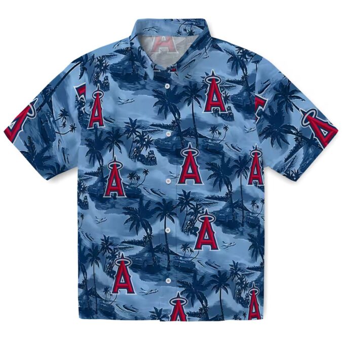 Shop Los Angeles Angels Coastal Palms Hawaiian Shirt - Blue Tropical Shirt for Summer Parties