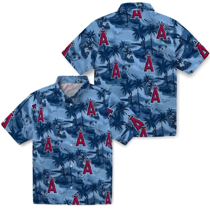 Shop Los Angeles Angels Coastal Palms Hawaiian Shirt - Blue Tropical Shirt for Summer Parties