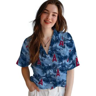 Shop Los Angeles Angels Coastal Palms Hawaiian Shirt - Blue Tropical Shirt for Summer Parties