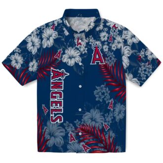 Shop Los Angeles Angels Hibiscus Print Hawaiian Shirt - Perfect for Beach & Summer
