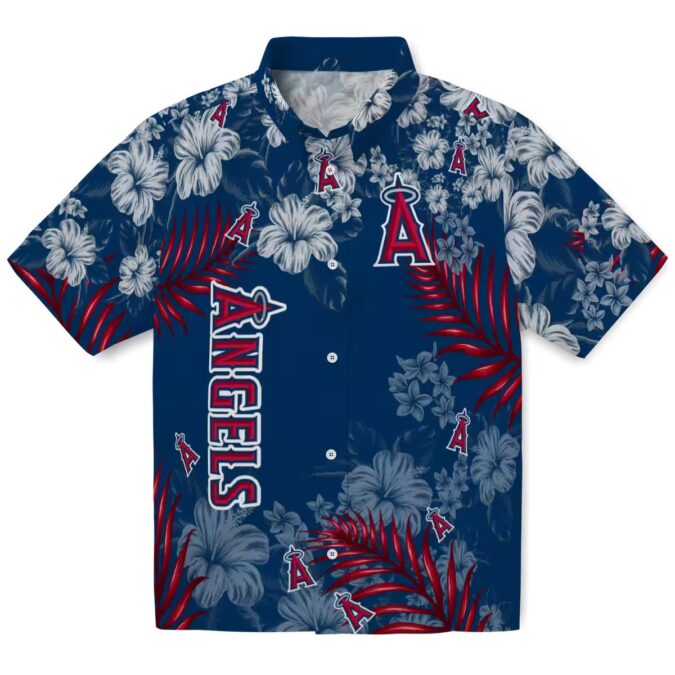 Shop Los Angeles Angels Hibiscus Print Hawaiian Shirt - Perfect for Beach & Summer