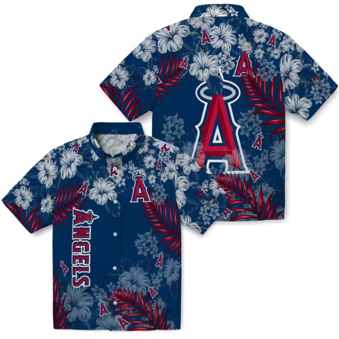 Shop Los Angeles Angels Hibiscus Print Hawaiian Shirt - Perfect for Beach & Summer