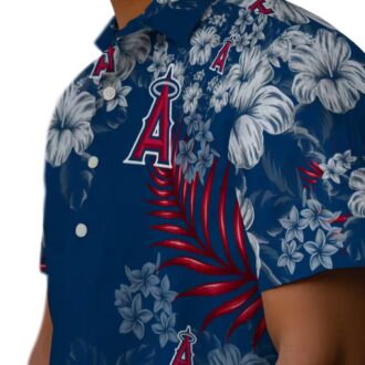 Shop Los Angeles Angels Hibiscus Print Hawaiian Shirt - Perfect for Beach & Summer