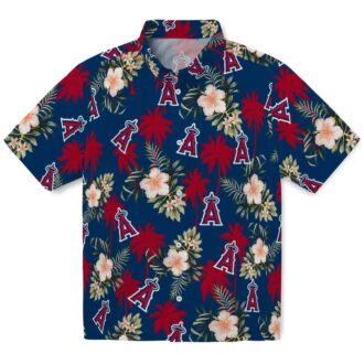 Shop Los Angeles Angels Palm Tree Floral Hawaiian Shirt - Blue Tropical Shirt for Beach Party
