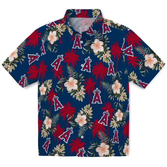 Shop Los Angeles Angels Palm Tree Floral Hawaiian Shirt - Blue Tropical Shirt for Beach Party