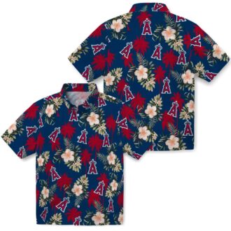 Shop Los Angeles Angels Palm Tree Floral Hawaiian Shirt - Blue Tropical Shirt for Beach Party