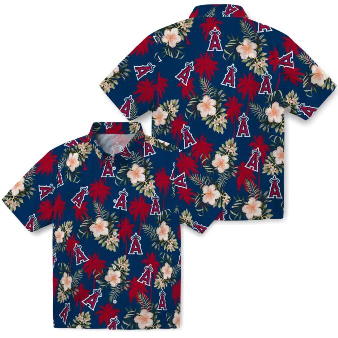 Shop Los Angeles Angels Palm Tree Floral Hawaiian Shirt - Blue Tropical Shirt for Beach Party