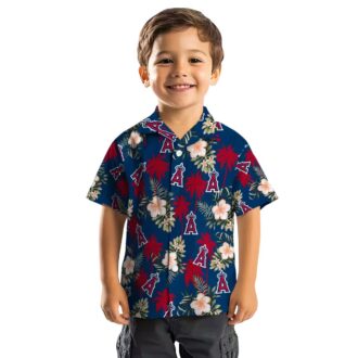 Shop Los Angeles Angels Palm Tree Floral Hawaiian Shirt - Blue Tropical Shirt for Beach Party