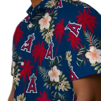 Shop Los Angeles Angels Palm Tree Floral Hawaiian Shirt - Blue Tropical Shirt for Beach Party