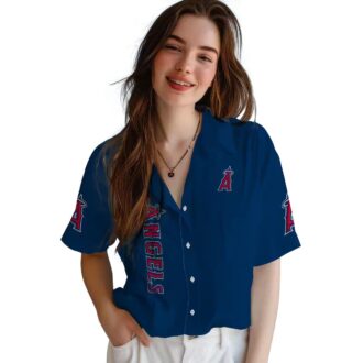 Shop Los Angeles Angels Stuart Minion Blue Hawaiian Shirt - Fun Cartoon Beach Shirt for Fans
