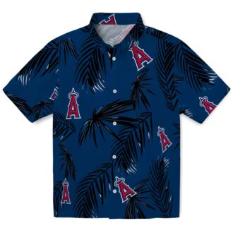 Women's Los Angeles Angels Palm Leaf Blue Hawaiian Shirt - Summer Apparel for Fans