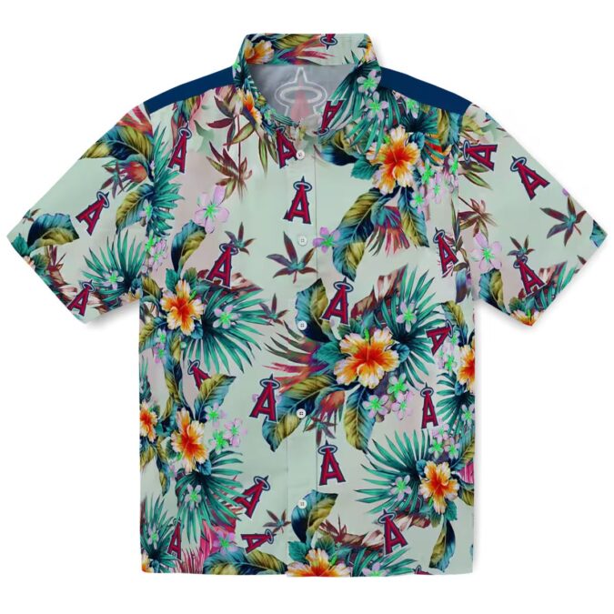Tropical Green Los Angeles Angels Hawaiian Shirt - Summer Foliage Vibes