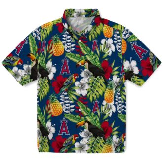 Summer Ready Los Angeles Angels Hawaiian Shirt - Tropical Toucan Blue Green Shirt