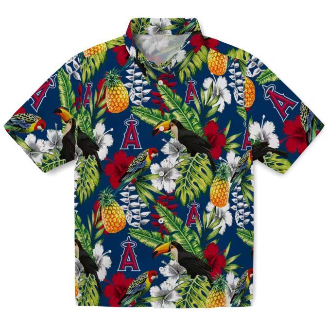 Summer Ready Los Angeles Angels Hawaiian Shirt - Tropical Toucan Blue Green Shirt
