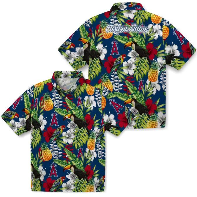 Summer Ready Los Angeles Angels Hawaiian Shirt - Tropical Toucan Blue Green Shirt
