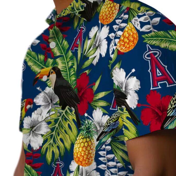 Summer Ready Los Angeles Angels Hawaiian Shirt - Tropical Toucan Blue Green Shirt