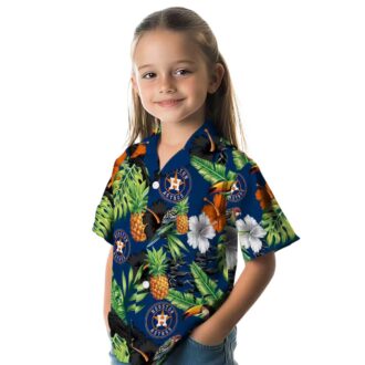 Blue Green Houston Astros Hawaiian Shirt - Tropical Toucan Pineapple Hibiscus MLB Fan Apparel