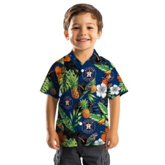 Blue Green Houston Astros Hawaiian Shirt - Tropical Toucan Pineapple Hibiscus MLB Fan Apparel