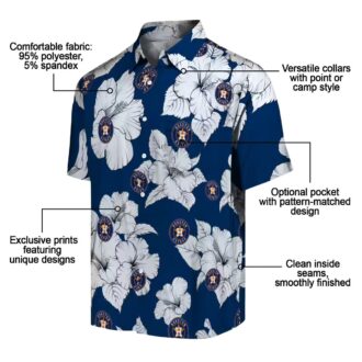 Blue White Houston Astros Hawaiian Shirt - Hibiscus Blooms Aloha Shirt for MLB Baseball Fans