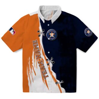 Custom Houston Astros Blue and White Hawaiian Shirt - MLB Edgy Streaks Tropical Shirt for Summer Parties