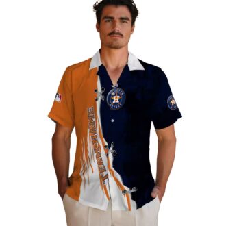 Custom Houston Astros Blue and White Hawaiian Shirt - MLB Edgy Streaks Tropical Shirt for Summer Parties