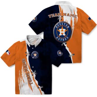 Custom Houston Astros Blue and White Hawaiian Shirt - MLB Edgy Streaks Tropical Shirt for Summer Parties