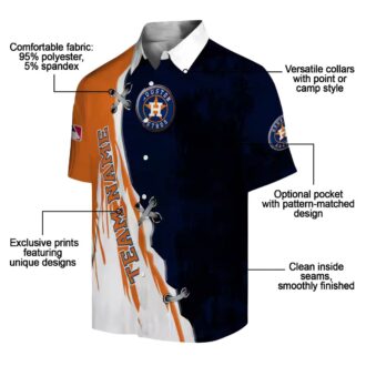 Custom Houston Astros Blue and White Hawaiian Shirt - MLB Edgy Streaks Tropical Shirt for Summer Parties