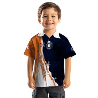 Custom Houston Astros Blue and White Hawaiian Shirt - MLB Edgy Streaks Tropical Shirt for Summer Parties