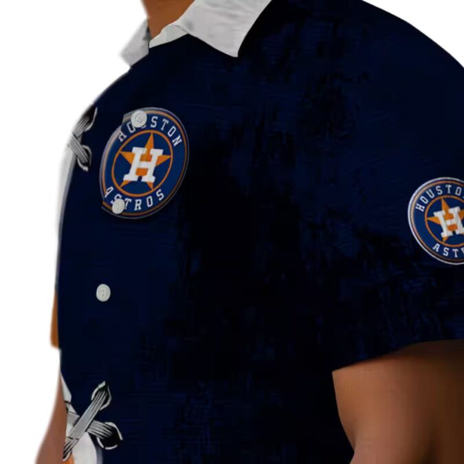 Custom Houston Astros Blue and White Hawaiian Shirt - MLB Edgy Streaks Tropical Shirt for Summer Parties