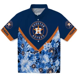 Custom Houston Astros Floral Chevron Blue Hawaiian Shirt - Perfect Tropical Summer Shirt for Baseball Fans