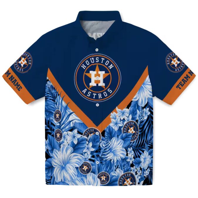 Custom Houston Astros Floral Chevron Blue Hawaiian Shirt - Perfect Tropical Summer Shirt for Baseball Fans
