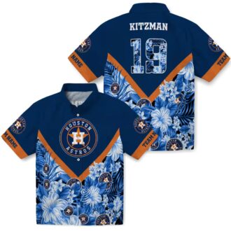 Custom Houston Astros Floral Chevron Blue Hawaiian Shirt - Perfect Tropical Summer Shirt for Baseball Fans