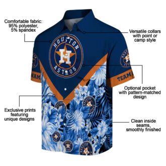 Custom Houston Astros Floral Chevron Blue Hawaiian Shirt - Perfect Tropical Summer Shirt for Baseball Fans