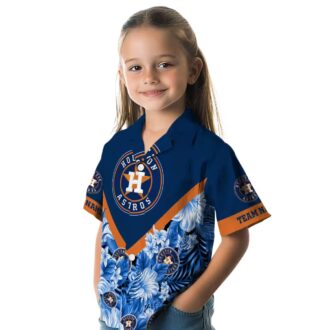 Custom Houston Astros Floral Chevron Blue Hawaiian Shirt - Perfect Tropical Summer Shirt for Baseball Fans