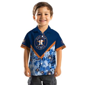Custom Houston Astros Floral Chevron Blue Hawaiian Shirt - Perfect Tropical Summer Shirt for Baseball Fans