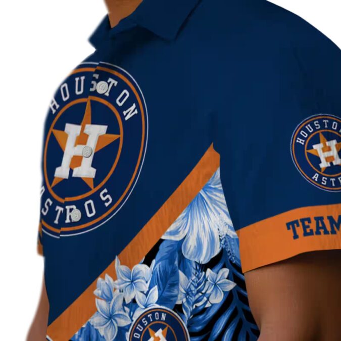 Custom Houston Astros Floral Chevron Blue Hawaiian Shirt - Perfect Tropical Summer Shirt for Baseball Fans