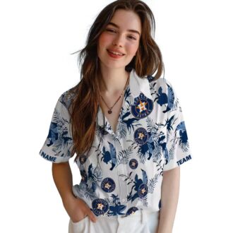 Custom Houston Astros Tropical Blue White Hawaiian Shirt for Summer