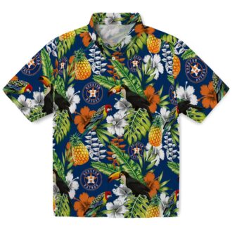 Custom Houston Astros Tropical Toucan Hawaiian Shirt - Blue Green Summer Design for MLB Fans