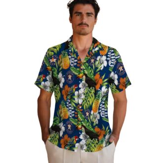 Custom Houston Astros Tropical Toucan Hawaiian Shirt - Blue Green Summer Design for MLB Fans