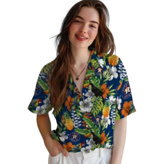 Custom Houston Astros Tropical Toucan Hawaiian Shirt - Blue Green Summer Design for MLB Fans
