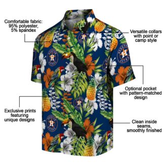 Custom Houston Astros Tropical Toucan Hawaiian Shirt - Blue Green Summer Design for MLB Fans