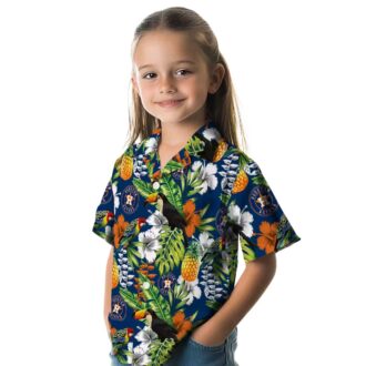 Custom Houston Astros Tropical Toucan Hawaiian Shirt - Blue Green Summer Design for MLB Fans