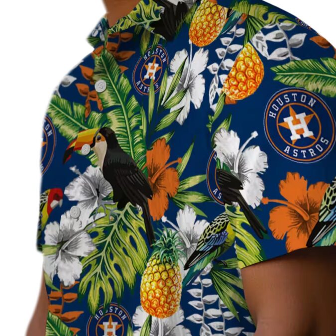 Custom Houston Astros Tropical Toucan Hawaiian Shirt - Blue Green Summer Design for MLB Fans